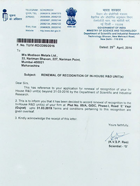 Renewal Of Recognition