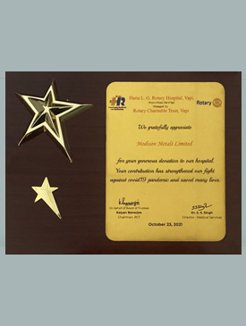 Award for Philanthropic Contributions - Rotary Charitable Trust, Vapi
