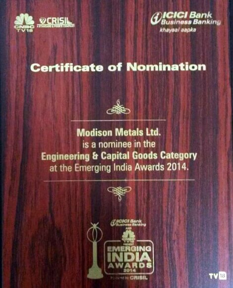 Modison Emerges as ‘Top 3’ in Emerging India Awards by CNBC- TV18 & CRISIL.